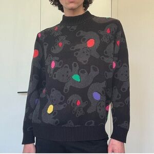 Teddy Fresh Falling Bear Cotton Mock-Neck Sweater, Medium